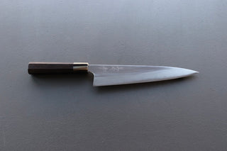 Mazaki Migaki Gyuto 240mm w/Ebony and White Buffalo Horn Handle - Thecooksedge