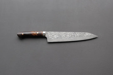 Takeshi Saji R2 Damascus Kiritsuke 240mm w/Ironwood Handle - Thecooksedge