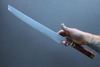 Nakagawa x Myojin Blue1 Damascus Sakimaru Sujihiki 390mm - Thecooksedge