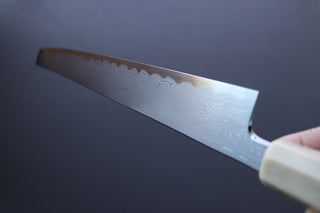 Nakagawa x Myojin Blue1 Damascus Sakimaru Sujihiki 390mm - Thecooksedge