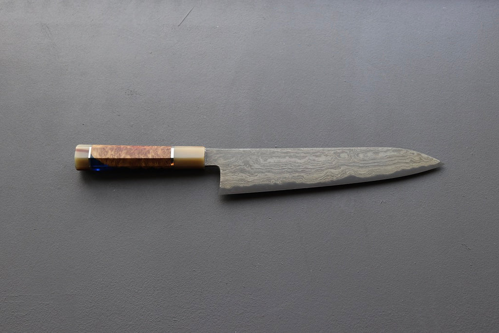Nigara Hamono Blue2 Wrought Iron Clad Damascus Gyuto 270mm - Thecooksedge