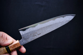 Yoshikazu Tanaka White#1 Damascus Gyuto 210mm w/Curly Maple Handle - Thecooksedge