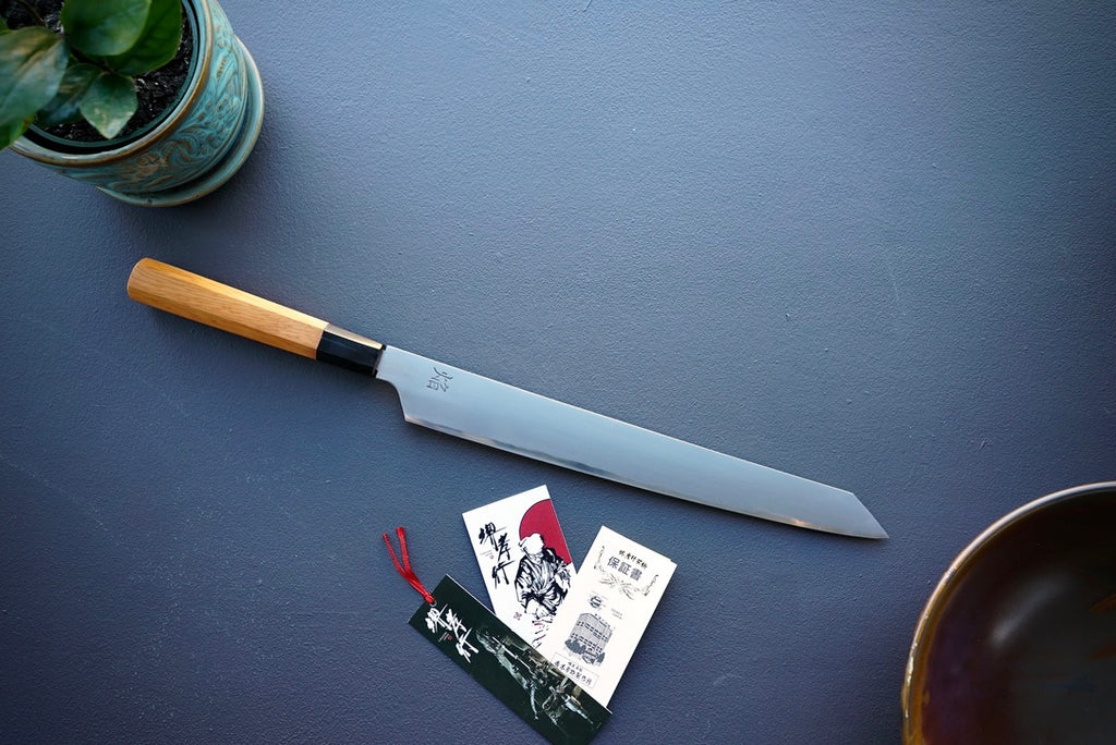 Itsuo Doi Homura Blue #2 Hien Kengata Yanagiba 300mm - Thecooksedge