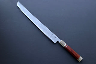 Nakagawa x Myojin Blue1 Damascus Sakimaru Sujihiki 390mm - Thecooksedge