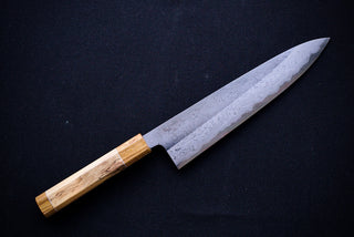 Yoshikazu Tanaka White#1 Damascus Gyuto 240mm w/Spalted Maple Handle - Thecooksedge