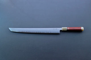 Nakagawa x Myojin Blue1 Damascus Sakimaru Sujihiki 390mm - Thecooksedge