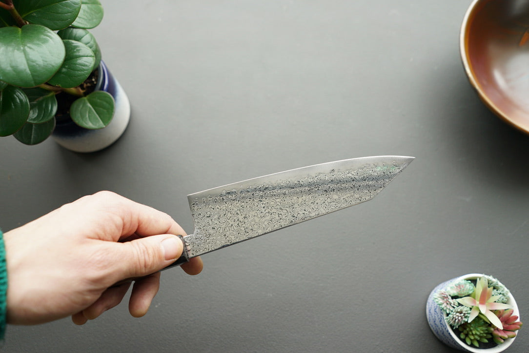 Hatsukokoro Sunaarashi Kurozome Damascus Bunka 180mm - Thecooksedge