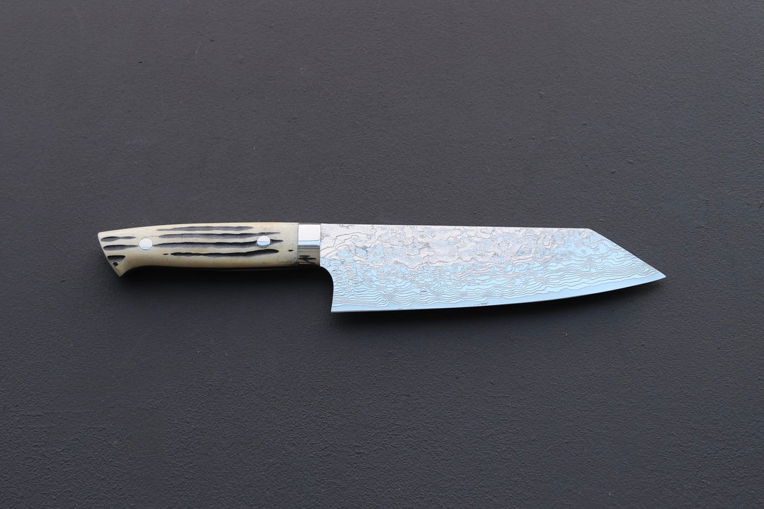 Takeshi Saji R2 Damascus Mirror Finish Bunka 180mm - Thecooksedge