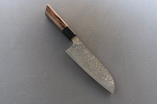 Takeshi Saji VG10 Damascus Santoku 165mm - Thecooksedge