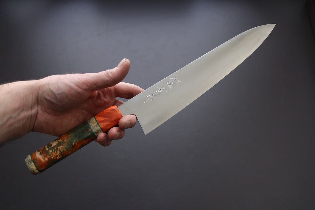 Shigeki Tanaka Migaki Aogami#2 Gyuto 240mm w/Custom Handle - Thecooksedge