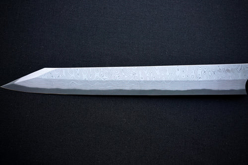 Nigara Hamono Anmon Kurozome Left Handed Kiritsuke Yanagiba 330mm - Thecooksedge