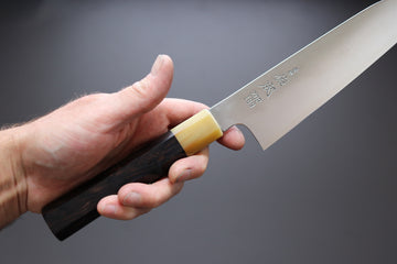 Sukenari ZDP189 Migaki Santoku 180mm w/Ebony Handle - Thecooksedge