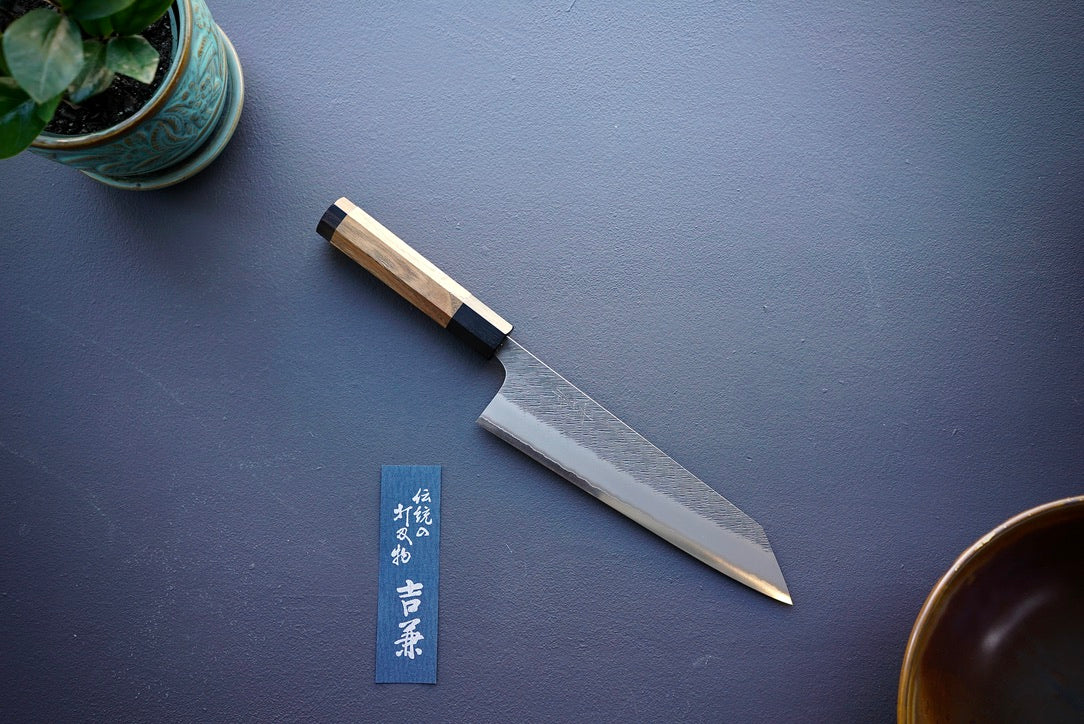 Yoshikane White #2 Kurouchi Tuschime Kiristuke Gyuto 210mm - Thecooksedge