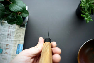 Nakagawa x Myojin Blue #1 Damascus Santoku 180mm - Thecooksedge
