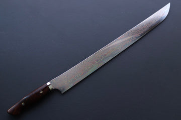 Nigara Hamono Rainbow Damascus Sakimaru Sujihiki 450mm - Thecooksedge
