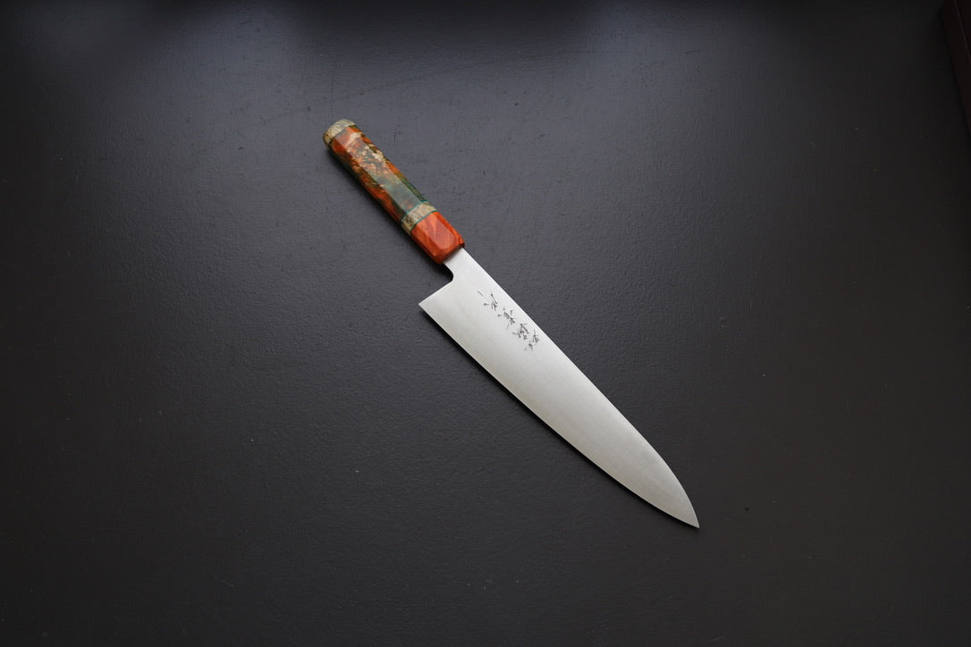 Shigeki Tanaka Migaki Aogami#2 Gyuto 240mm w/Custom Handle - Thecooksedge