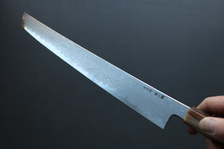 Nakagawa x Myojin Blue1 Damascus Sakimaru Sujihiki 390mm - Thecooksedge