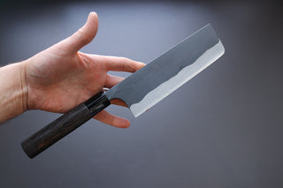 Kaji-bei Suminagashi Kurouchi Nakiri 165mm - Thecooksedge