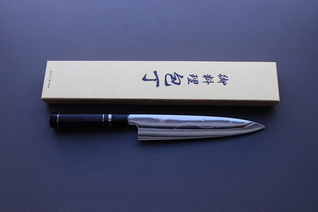 Yoshikazu Ikeda White#1 Mirror Finished Namiukashi/Fujisan/Moon Mizu Honyaki Gyuto 240mm - Thecooksedge