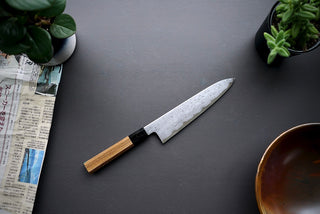 Nakagawa x Myojin Blue #1 Damascus Gyuto 210mm - Thecooksedge