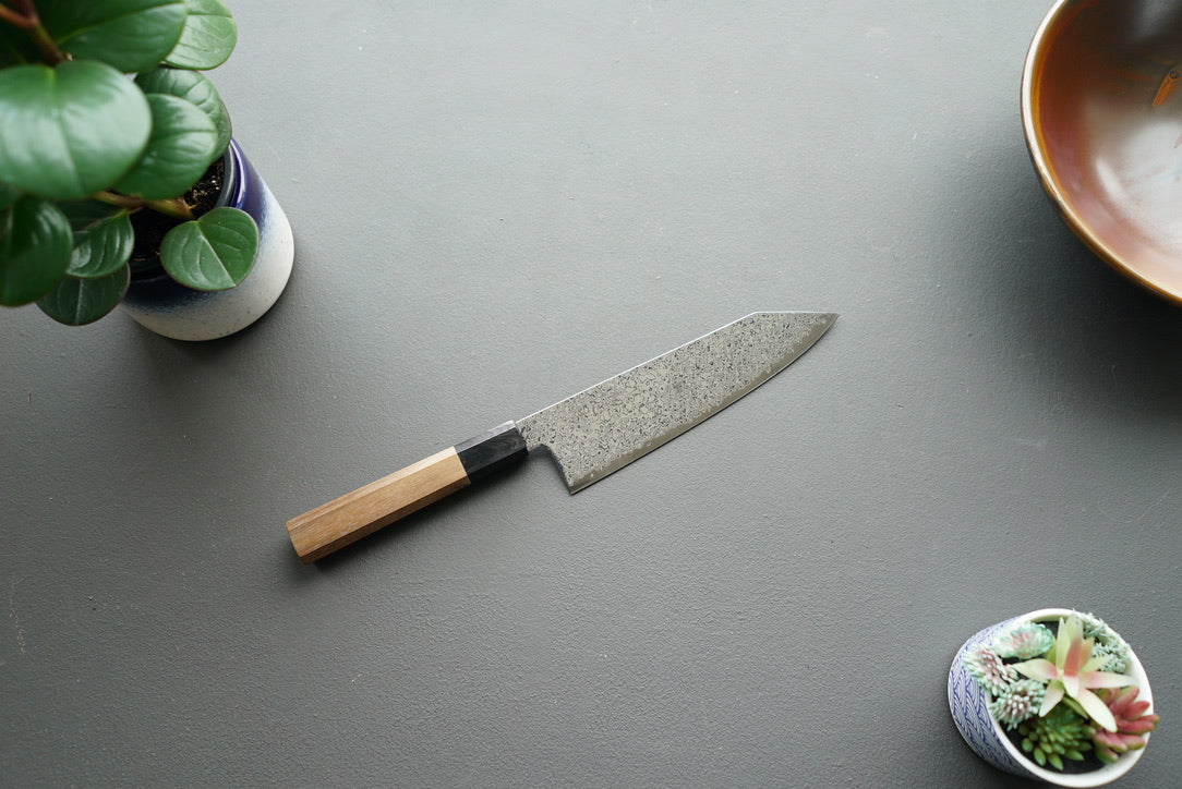 Hatsukokoro Sunaarashi Kurozome Damascus Bunka 180mm - Thecooksedge