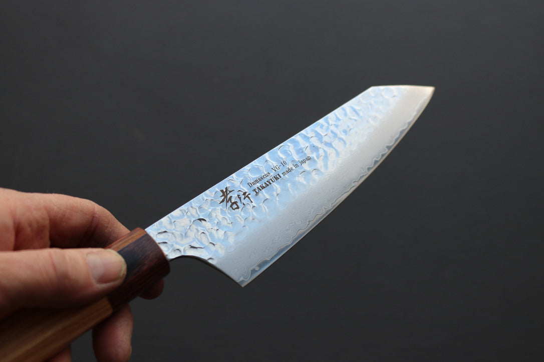 Sakai Takayuki 33 Layer Damascus Wa Kengata Santoku 170mm - Thecooksedge