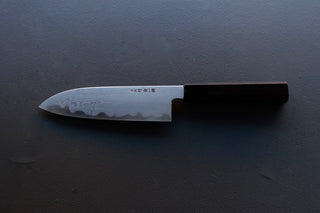 Nakagawa x Myojin Blue #1 Damascus Santoku 180mm - Thecooksedge