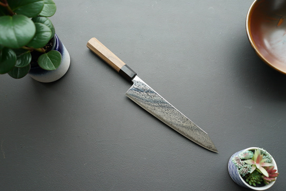Hatsukokoro Sunaarashi Kurozome Damascus Kiritsuke Gyuto 240mm - Thecooksedge