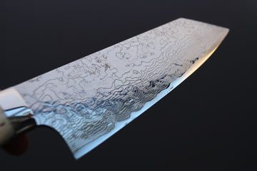 Takeshi Saji R2 Damascus Mirror Finish Bunka 180mm - Thecooksedge
