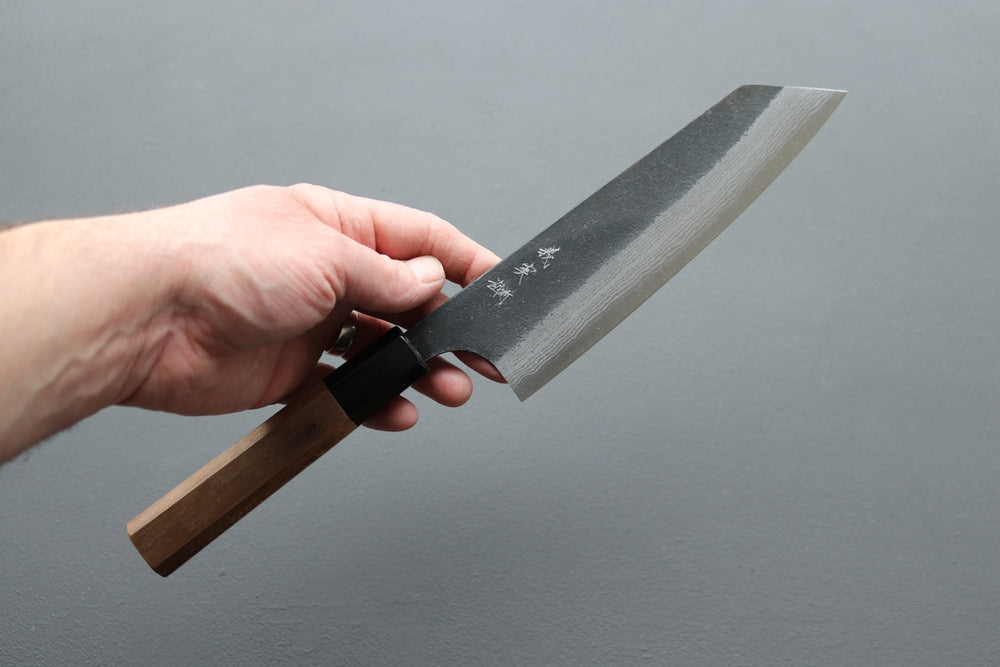 Yoshimi Kato Damascus Kurouchi AS Bunka 170mm - Thecooksedge
