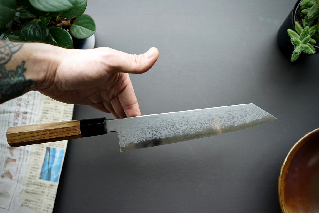Nakagawa x Myojin Blue #1 Damascus Kiritsuke Gyuto 240mm - Thecooksedge