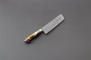 Shigeki Tanaka R2 Damascus Nakiri 170mm w/Custom Western Acrylic - Thecooksedge