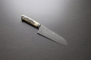 Takeshi Saji R2 Damascus Santoku 180mm Staghorn handle - Thecooksedge