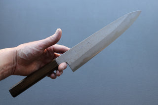 Yoshikazu Tanaka Blue1 Damascus Gyuto 240mm w/Black Oak Handle - Thecooksedge