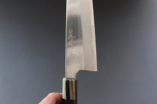 Mazaki Migaki Gyuto 240mm w/Ebony and White Buffalo Horn Handle - Thecooksedge