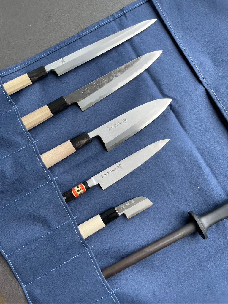 Sakai Kikumori Knife Roll Navy - Thecooksedge