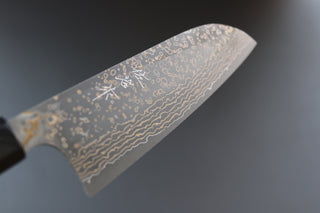 Takeshi Saji VG10 Damascus Santoku 165mm - Thecooksedge