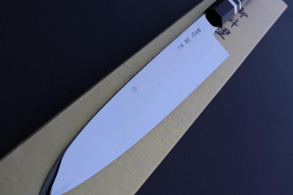 Yoshikazu Ikeda White#1 Mirror Finished Namiukashi/Fujisan/Moon Mizu Honyaki Gyuto 240mm - Thecooksedge