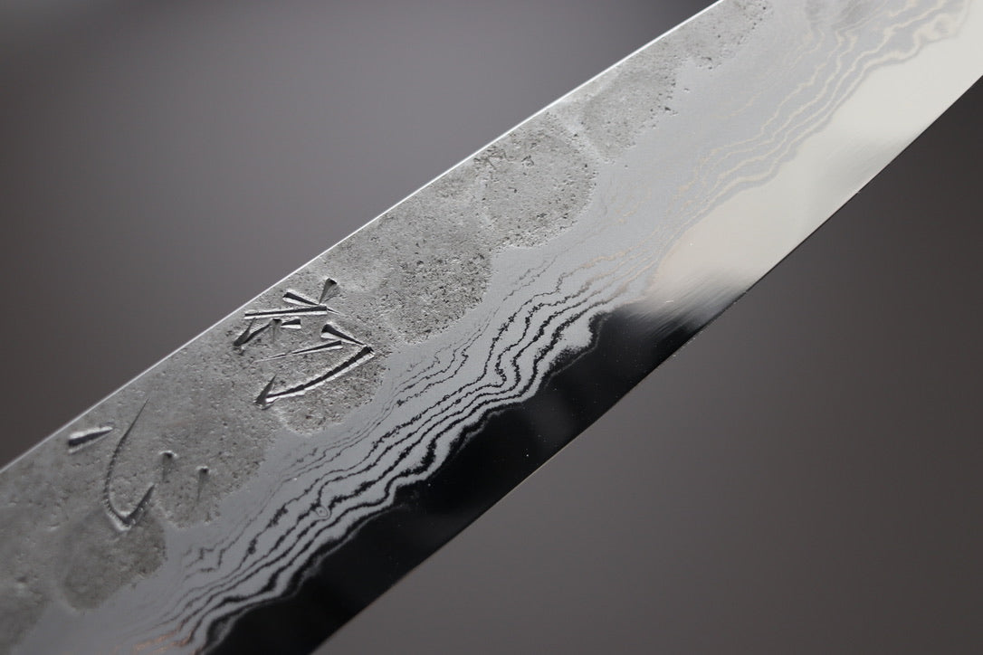 Hatsukokoro Inazuma AS Damascus Petty 150mm - Thecooksedge