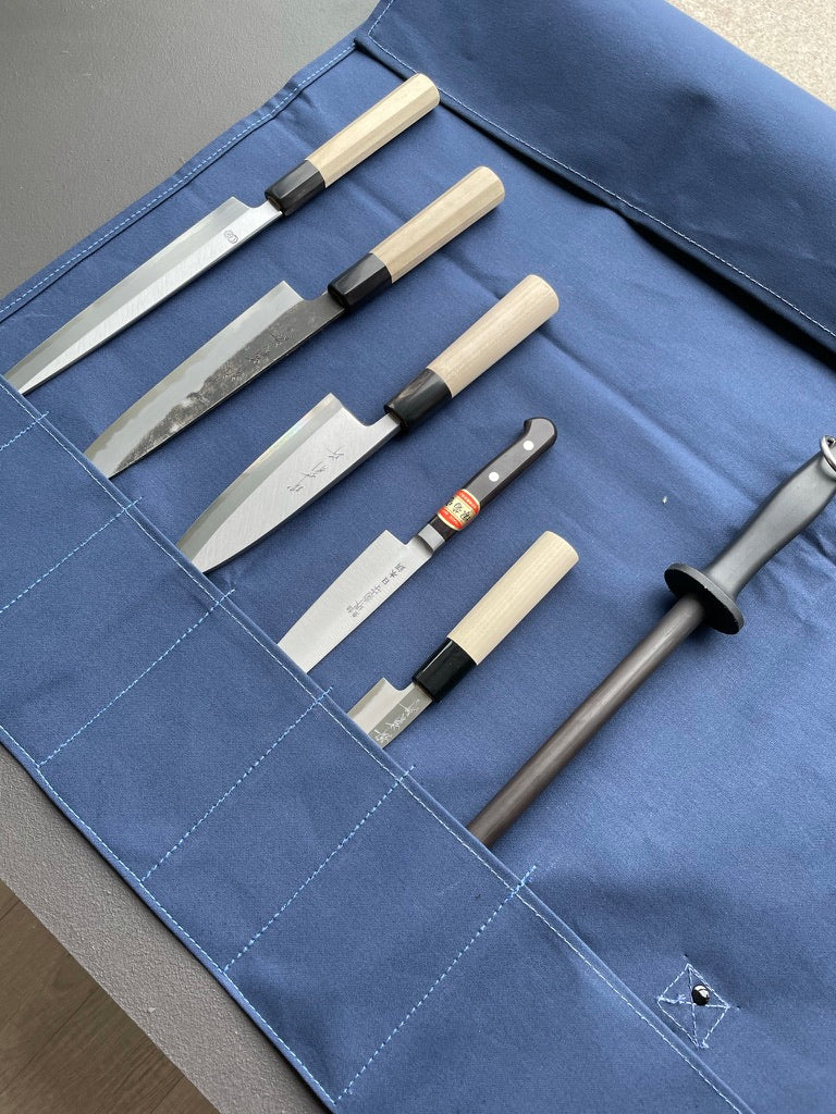 Sakai Kikumori Knife Roll Navy - Thecooksedge