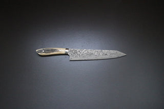 Takeshi Saji R2 Damascus Staghorn Handle Kiritsuke 240mm - Thecooksedge