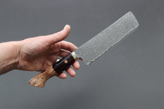 Shigeki Tanaka R2 Damascus Nakiri 170mm w/Custom Western Acrylic/Birch Handle - Thecooksedge