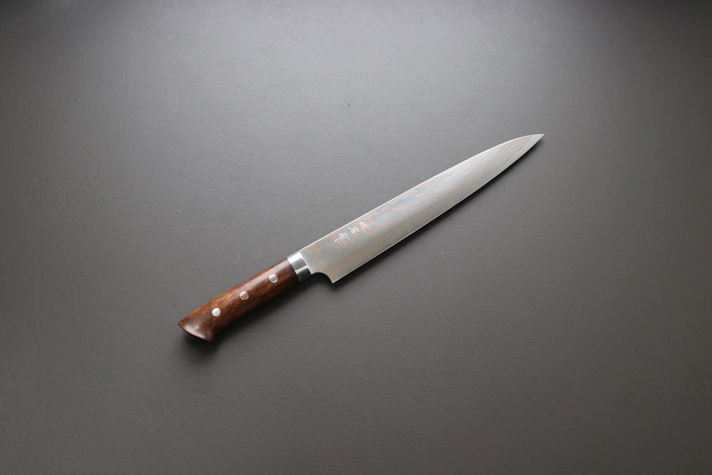 Takeshi Saji Rainbow Damascus Sujihiki 240mm - Thecooksedge