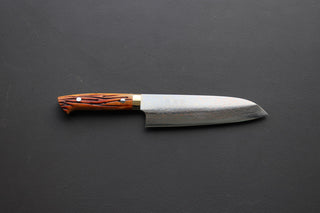Takeshi Saji VG10 Rainbow Damascus Santoku 180mm - Thecooksedge