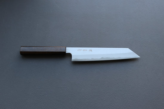 Yoshikazu Tanaka Blue1 Damascus Kiritsuke 210mm w/Black Oak Handle - Thecooksedge