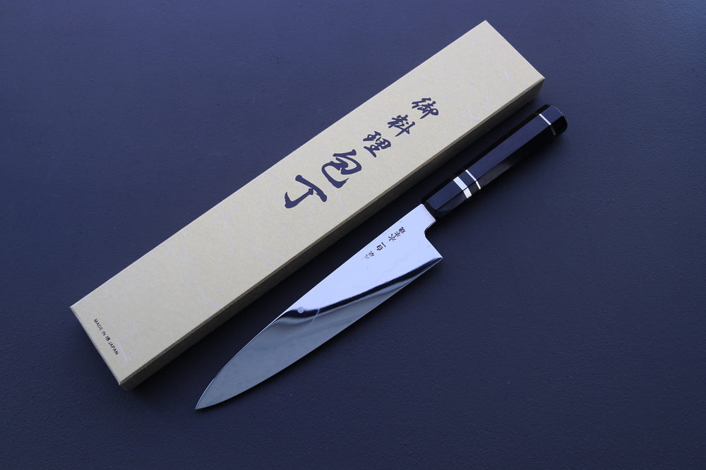 Yoshikazu Ikeda White#1 Mirror Finished Namiukashi/Fujisan/Moon Mizu Honyaki Gyuto 240mm - Thecooksedge