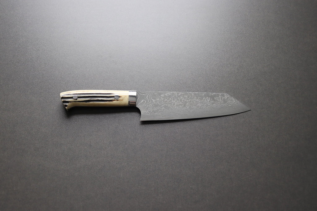 Takeshi Saji R2 Damascus Bunka 180mm Staghorn Handle - Thecooksedge