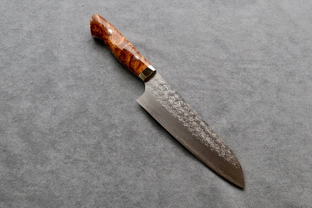 Yoshimi Kato SG2 Tsuchime Santoku - Thecooksedge