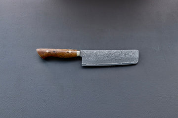 Shigeki Tanaka R2 Damascus Nakiri 165mm Western Handle - Thecooksedge