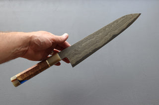 Nigara Hamono Blue2 Wrought Iron Clad Damascus Gyuto 270mm - Thecooksedge